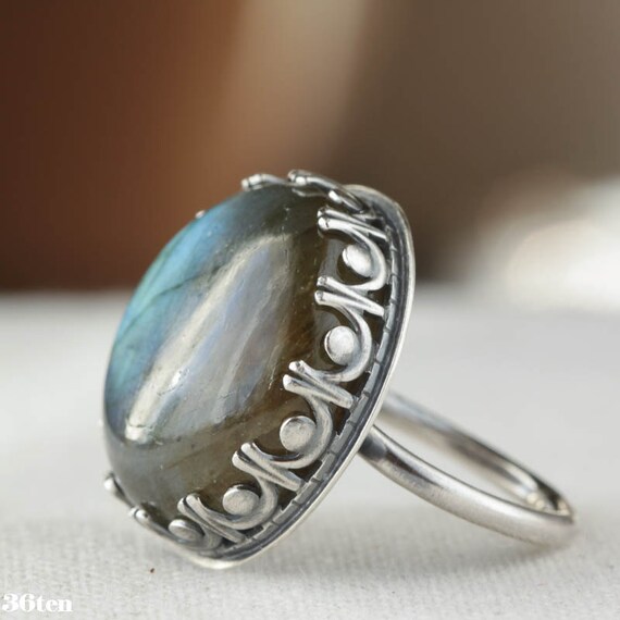 Labradorite Cocktail Ring in Sterling Silver size 7.5 Ready