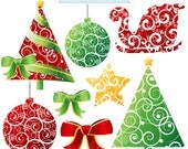 Elegantly Swirled Christmas Digital Clipart - Commercial Use OK - Christmas Clipart, Christmas Graphics, Elegant Swirls Il_170x135