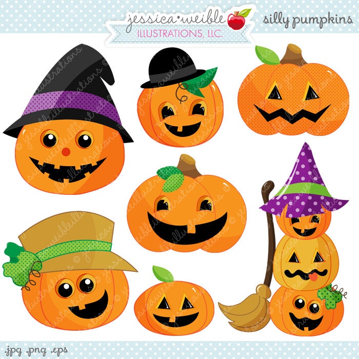 Silly Pumpkins Cute Digital Clipart Commercial Use OK