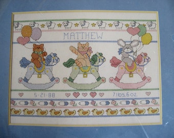 From The Heart ROCKING HORSE Birth Record Counted cross-stitch Kit