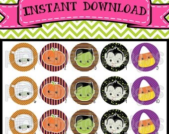 Halloween Smiles - INSTANT DOWNLOAD 1" Bottle Cap Images 4x6 - 517