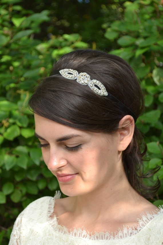 Rhinestone flower girl headband tiny diamante bridal