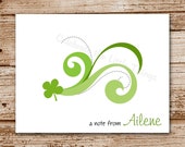 Set of 8 Irish Note Cards, Notecards | Shamrock, Clover, Swirls, Scroll | Personalized Stationery | St. Patrick's Day Cards Il_170x135