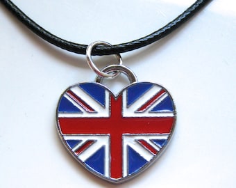 British Union Jack Flag Heart Pendant