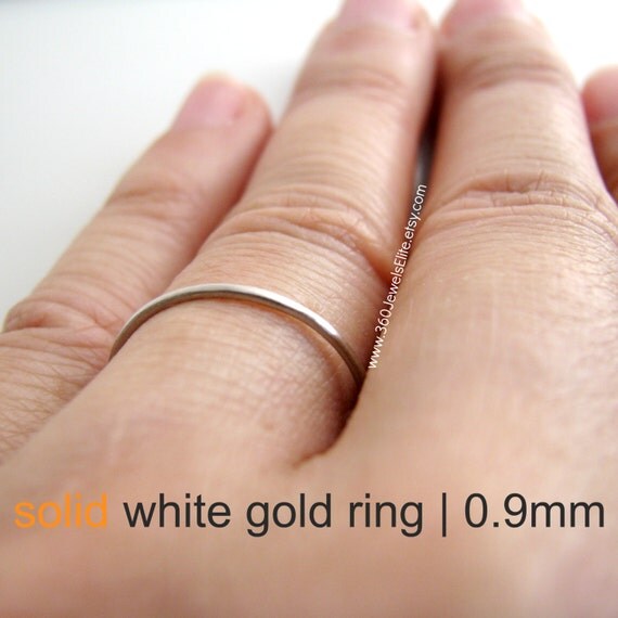 Solid white gold ring spacer or ring guard 0.9mm wide with multiple ...