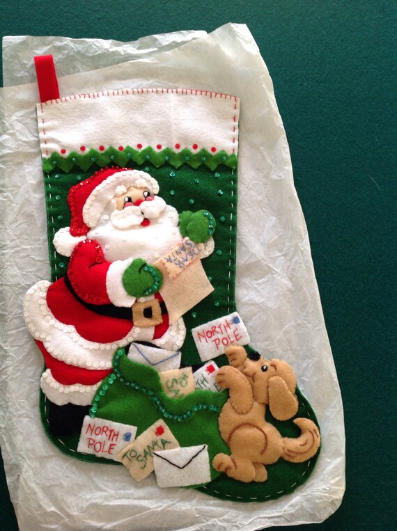 Sequin Christmas Stocking with felt by SarahKCreations on Etsy