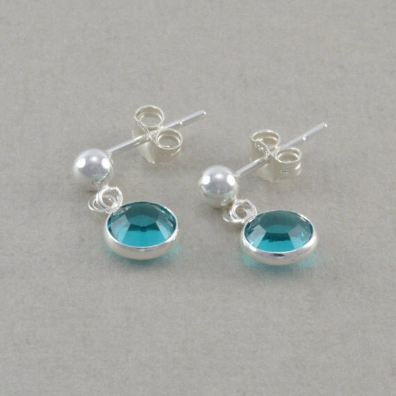 December Birthstone Earrings Sterling Silver flower girls