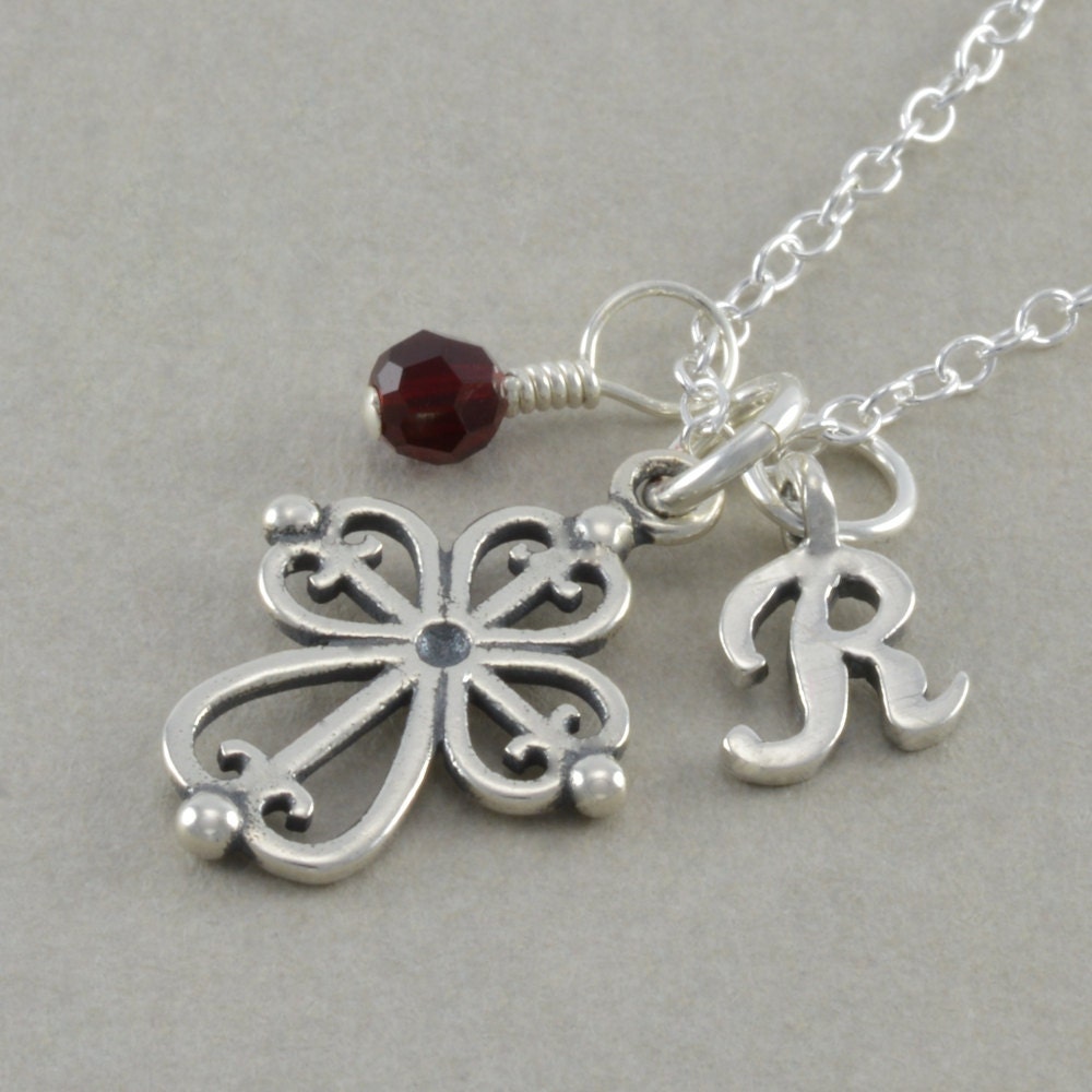 Childs Cross Necklace birthstone by SixSistersBeadworks on Etsy