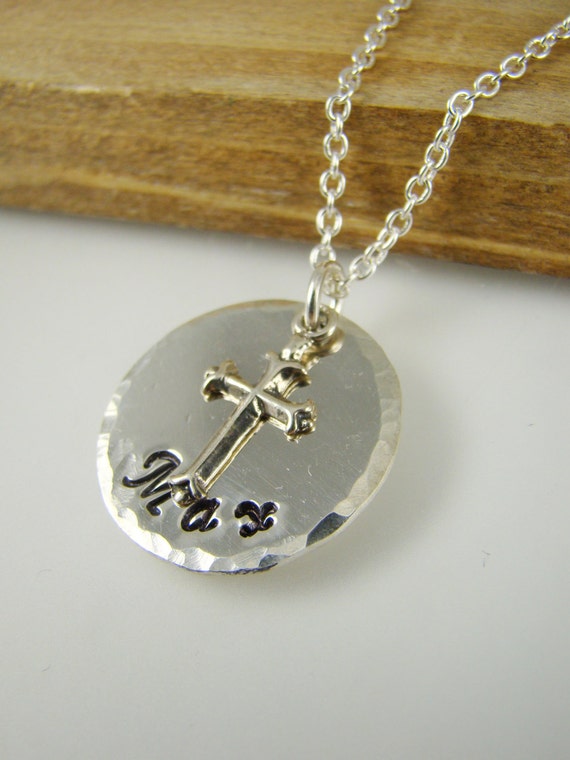 Personalized Boy Baptism Cross Necklace Baptism Name Necklace