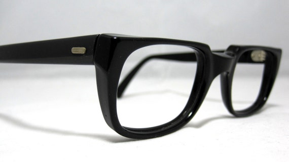 Vintage Eyeglasses Mens Black Horn Rim Frames Usa