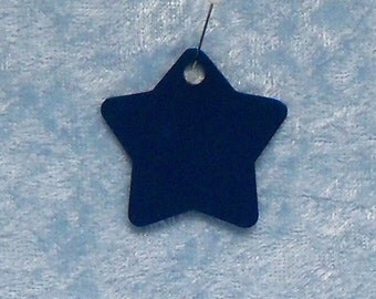 Star shaped tag, blue anodized aluminum, FREE custom engraving
