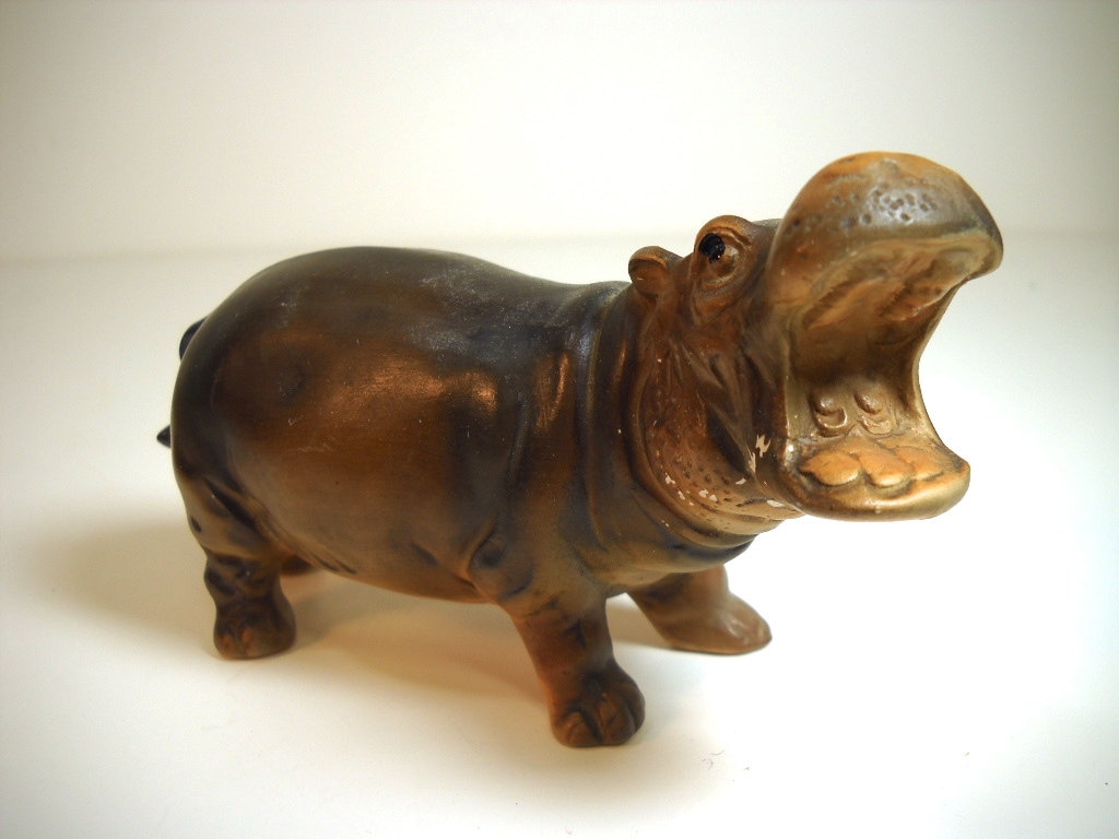 Vintage UCTCI Japan Animal Figurine 1970s Ceramic Hippo