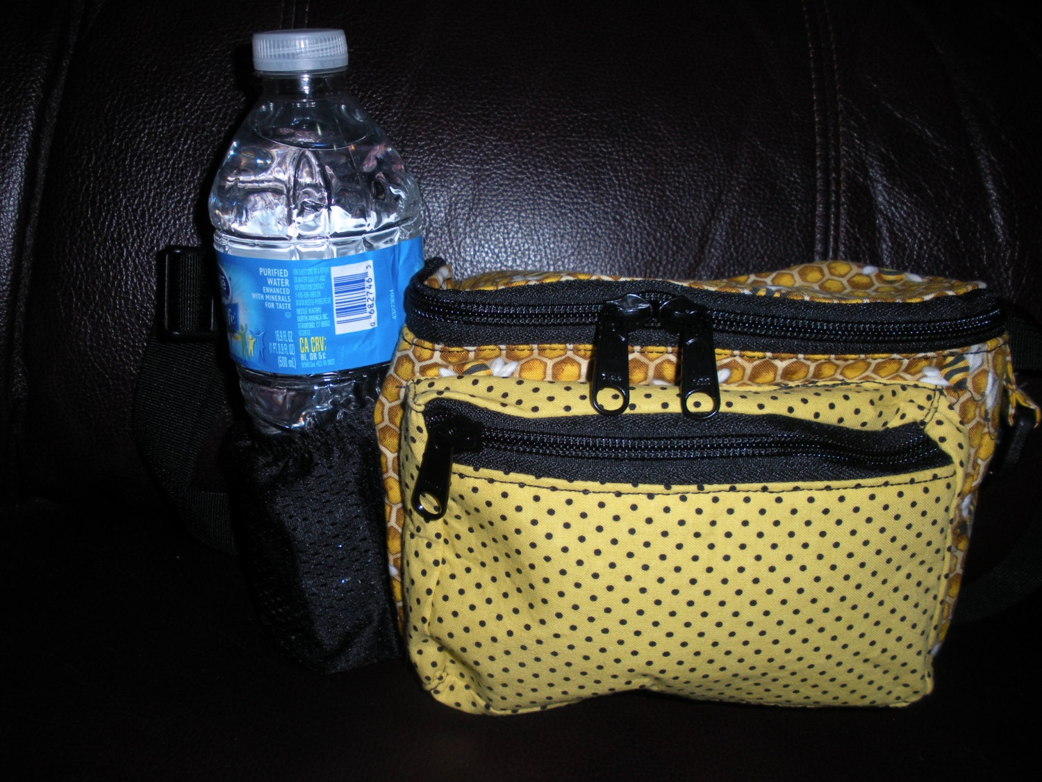 Bee and Polka Dot Fanny Pack/DogWalking Bag/Chemo Pump Bag.