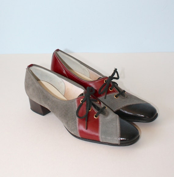 1960s Oxford Shoes / Vintage Mod Lace Up Gray by FoxyBritVintage