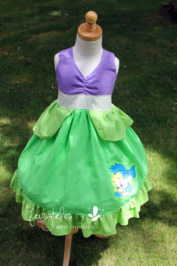 Items similar to Ariel and Flounder dress Disney Princess Ariel Dress