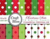 75% Off Sale! Christmas Polka Dots Digital Papers Digital Scrapbook Papers Christmas Polka Dot Papers Commercial Use Crafts Party Gift Wrap Il_170x135