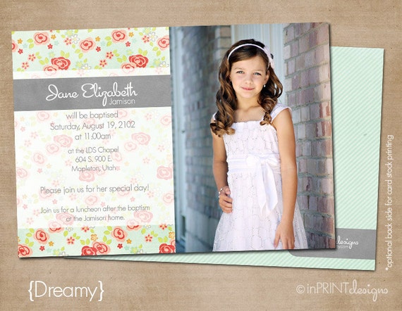 Lds Baptism Invitation Girl Baptism Invitation Printable Etsy