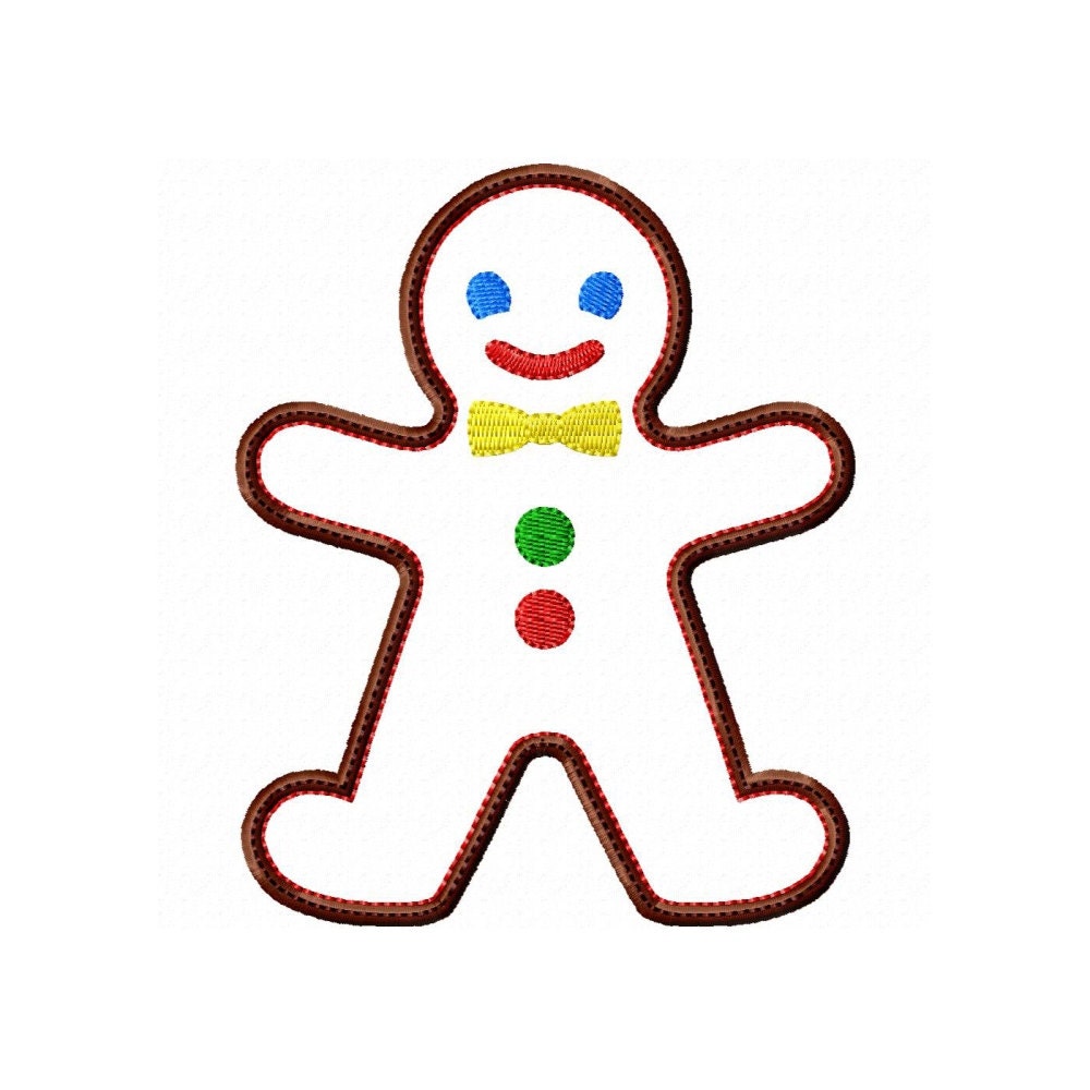 Gingerbread Man Applique Machine Embroidery Design Pattern in