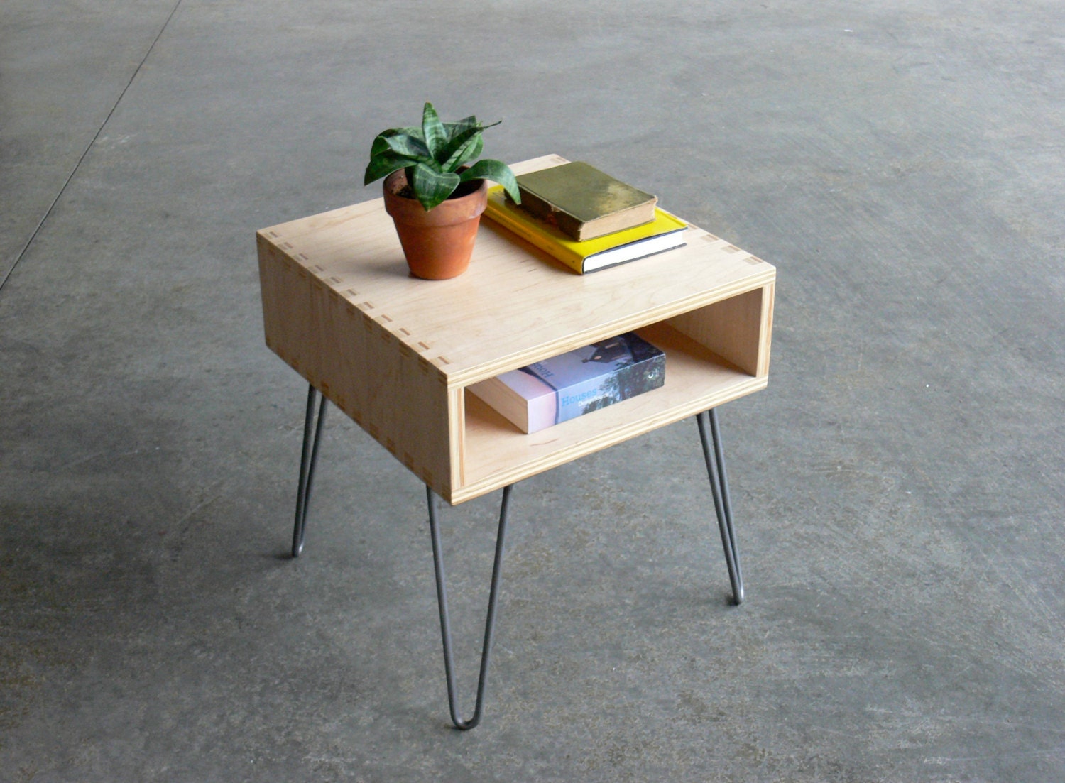 Mid Century Modern Inspired Baltic Birch Plywood Side Table w/