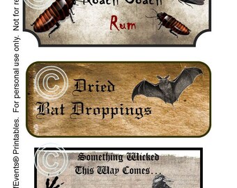 Spooky Halloween Labels / Halloween Printable Labels / Instant Download