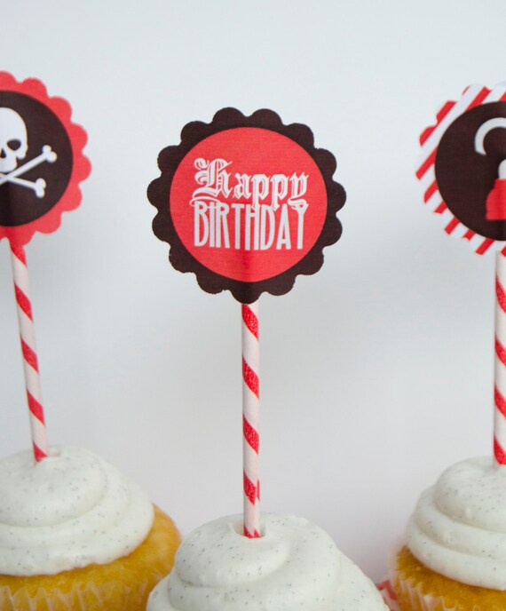 Pirate Party PRINTABLE Cupcake Toppers (INSTANT DOWNLOAD) by Love The Day Il_570xn