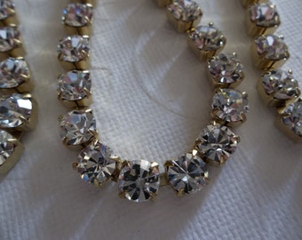 6mm Clear Rhinestone Chain - Brass Setting - Crystal Clear Czech Crystals - Large Crystal Size 29SS