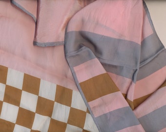 SALE Bubble gum and Chocolate silk scarf Anne Klein