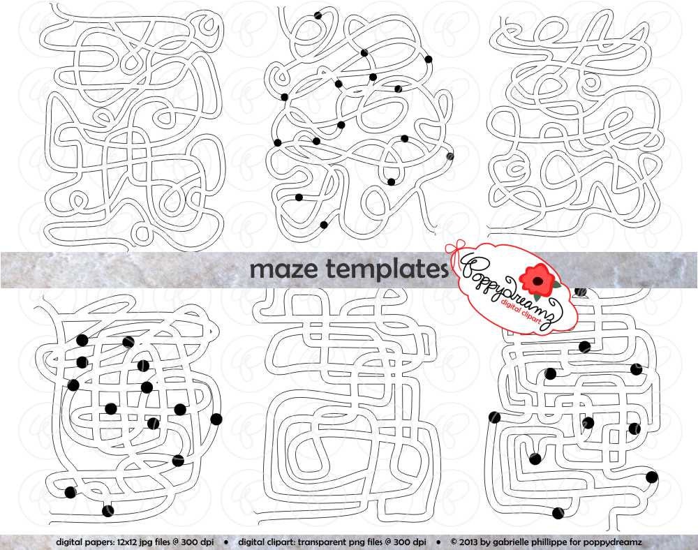 Maze Template Clipart SET: 300 dpi School Teacher Clip Art