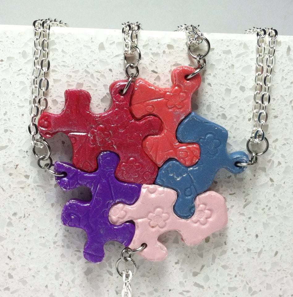 Puzzle Piece Necklace Set of 5 Best Friend by GirlwithaFrogTattoo