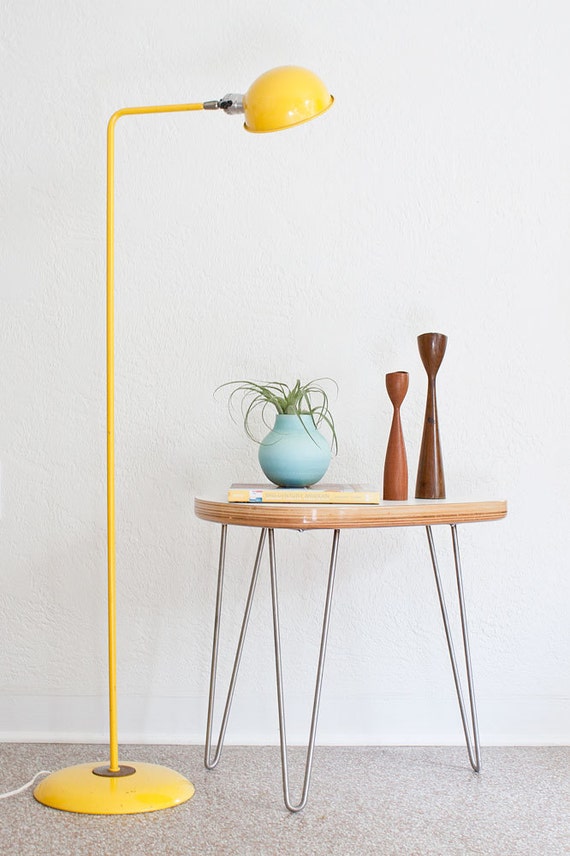 Vintage Mid Century Modern Yellow Floor Lamp