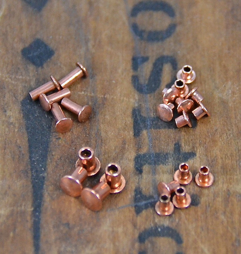 Copper Rivets Grommets Eyelets 1/16 or 3/32 size hole
