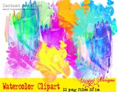 Watercolor Clipart Swatches, Watercolor Splotches Masks and Strokes Instant Download Great for Scrapbooking and Backgrounds Digital Clipart Il_170x135