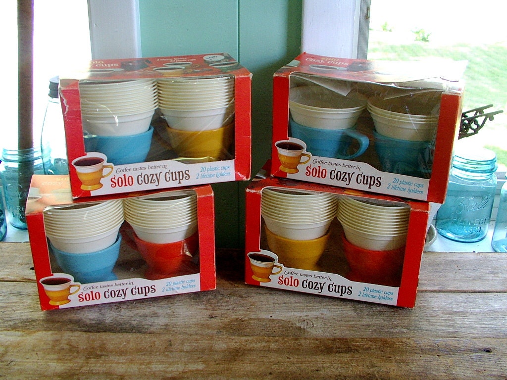 4 vintage 1960s 1970s SOLO COZY CUPS in original boxes 3