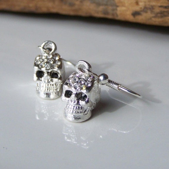 Etsy, Etsy Jewelry, Skull Earrings, Skeleton Earrings, Rhinestone ...