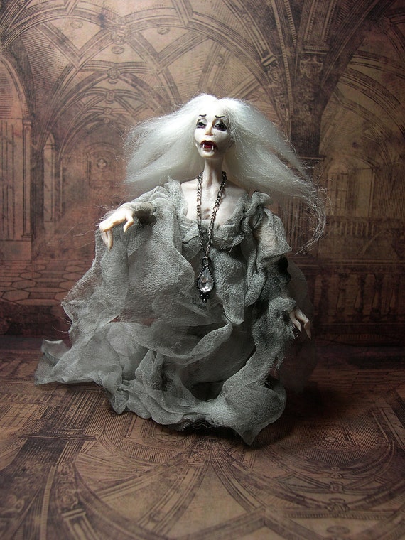 Halloween Ghost/Vampire Miniature OOAK Dollhouse Poseable Doll