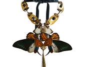 TITANIA / Large Gold Butterfly and Pearls Necklace