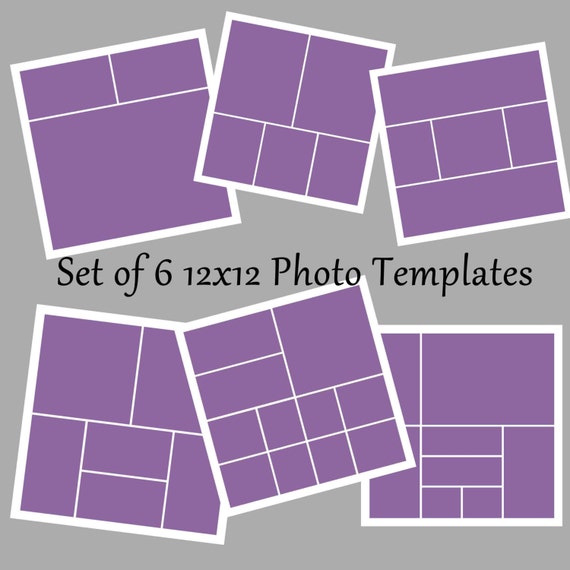 Set of 6 12x12 Photo Template Collage Story Board Layered PSD