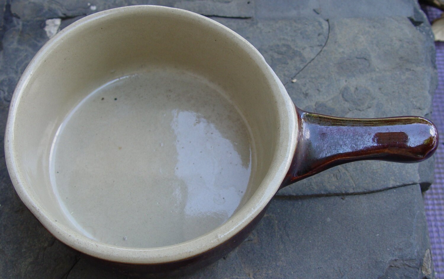 Antique Monmouth Serving Casserole Stoneware Soup Bowl with Handle Salt