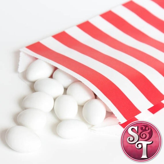Rugby Stripe Red Goodie Favor Treat Bags - Qty 12 Il_570xn