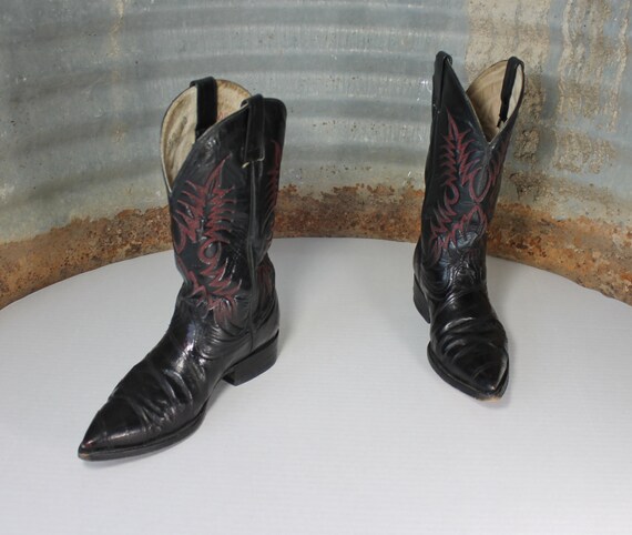 ARTILLERO Leather Western Cowboy Boots Riding Black and Red