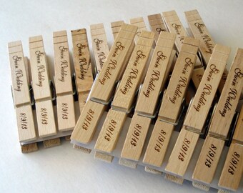 160 Custom Clothespin Wedding Favors place card holders