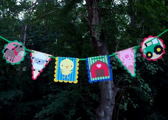 Barnyard Buddies Farm Animal Banner ... horse sheep duck barn pig tractor ... READY TO SHIP ... multiple shipping options available Il_570xn