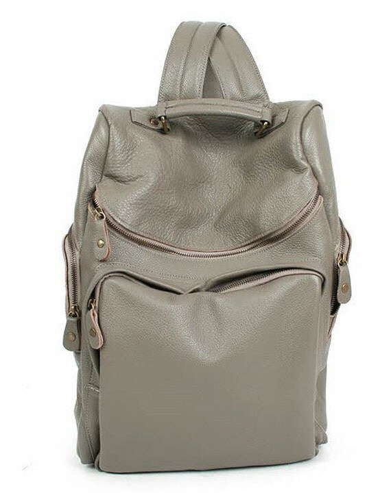 Chic Style Leather Backpack Grey