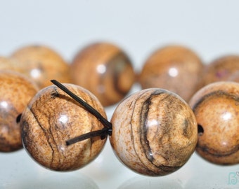 Listed @15% Off Sale Was 9.99 ---10 Pieces 12mm African Queen PICTURE JASPER Large Round Beads Pendant - N0741