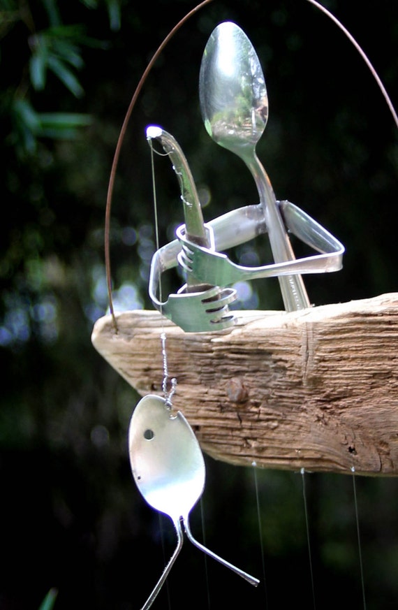 Spoon Man Driftwood Boat And Fish Wind Chimegarden Like This Item