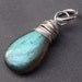 Labradorite Sterling Silver Wire Wrapped Briolette Pendant Dangle Charm with Jump Ring Stone 40