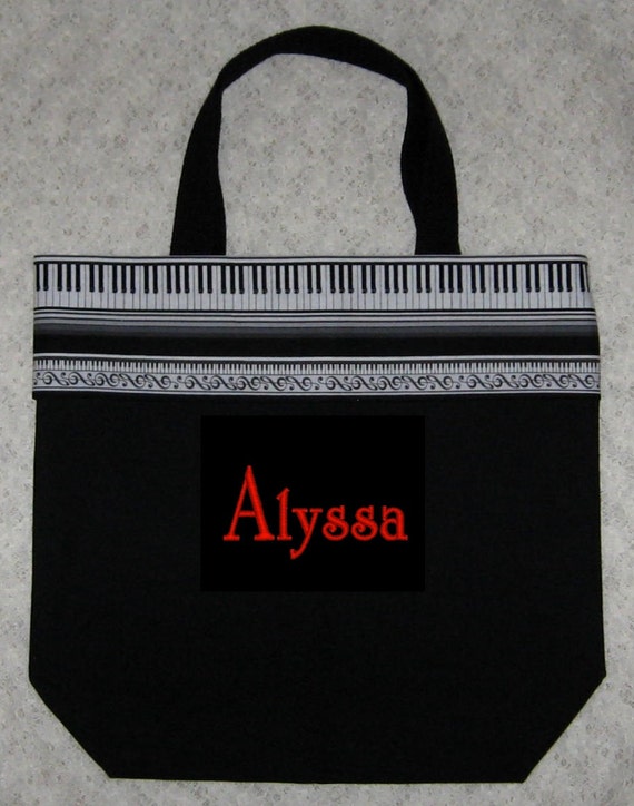 Music bag personalized piano music lesson book bag birthday