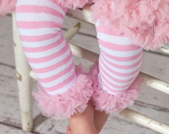 Baby Leg warmers, leg warmers, ruffled baby leg warmers, girl legwarmers,Pink and white striped leg warmers,leggies, arm warmers,photo prop.