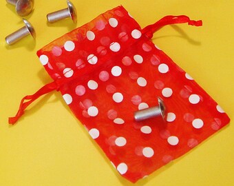 RtR-9. Rosie the Riveter's Authentic Rivets - Polka Dot Bag with Real Metal Rivets Like Rosie Used in WWII, 1940s