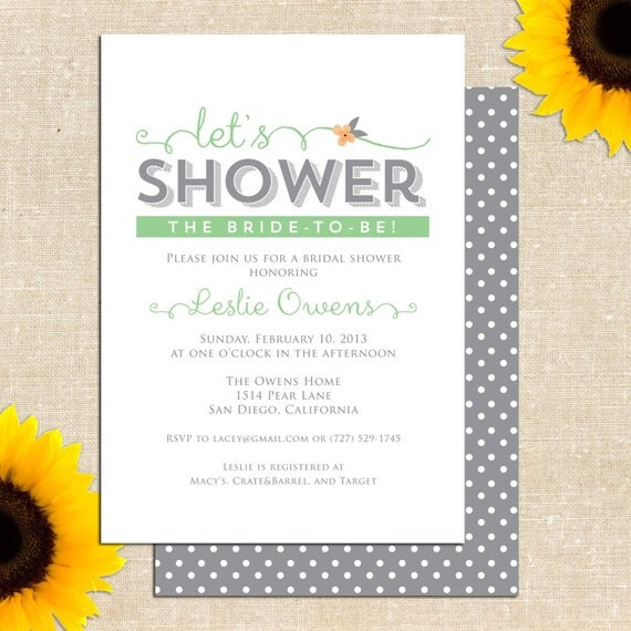Items similar to Minty Bridal Shower Invitation Printed Invitations